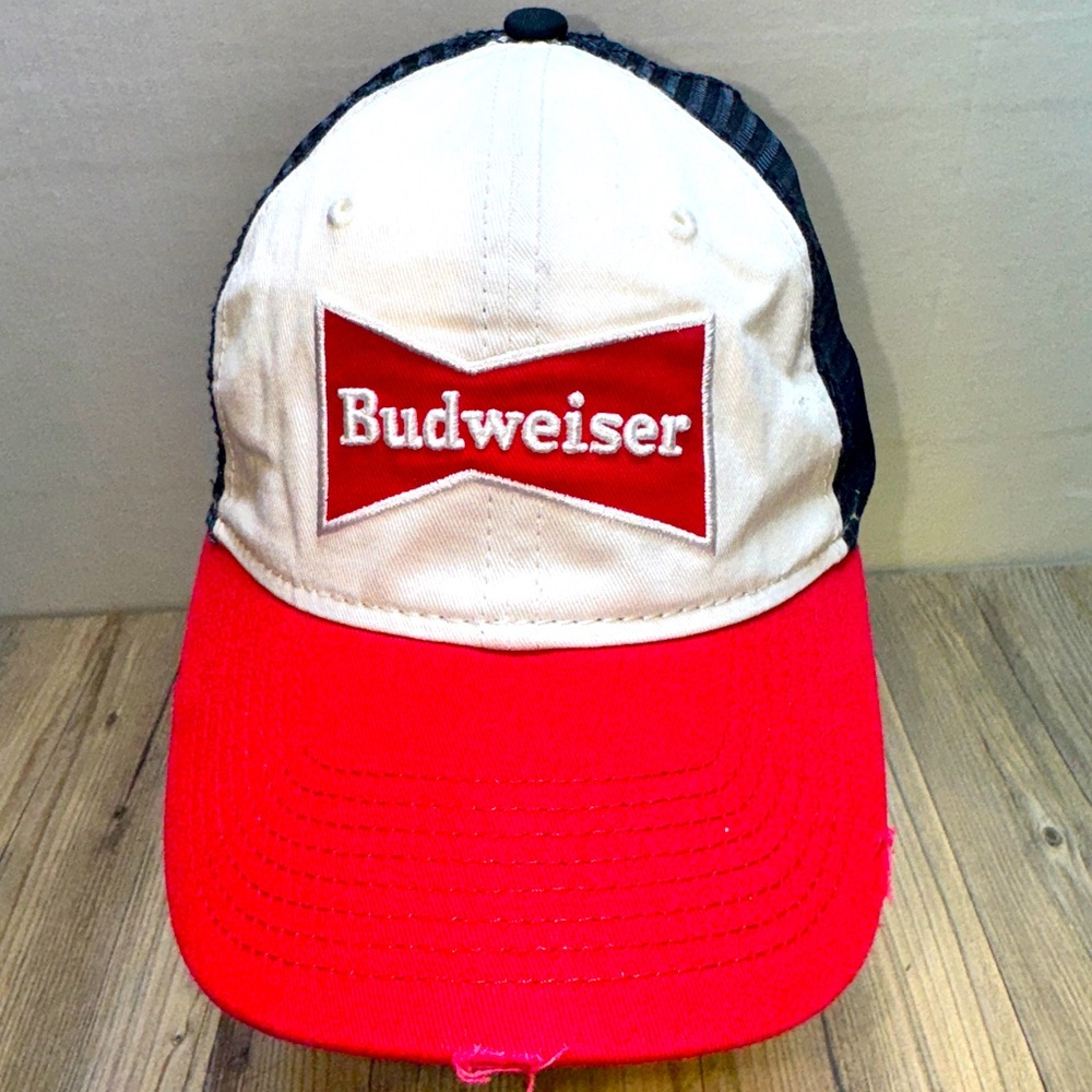 Budweiser Bowtie Logo Anheuser Busch King of Beers Snapback Mesh Trucker Hat Cap